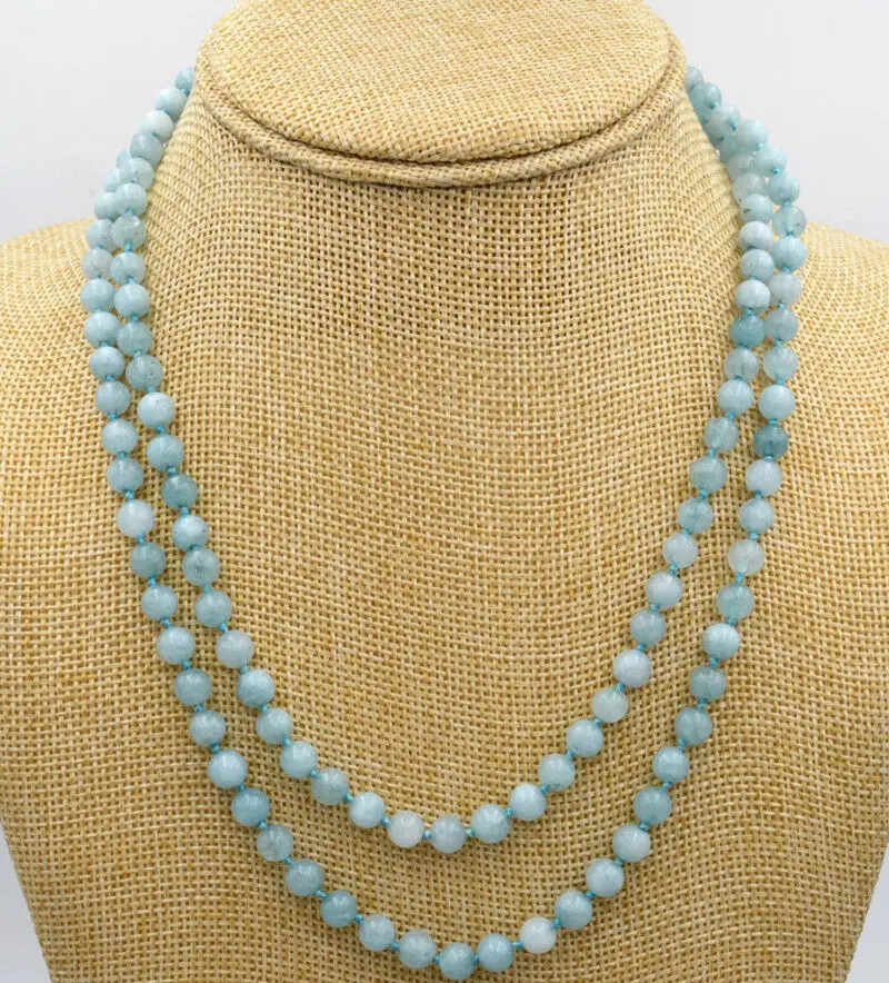 

NEW Fashion 6MM BRAZILIAN AQUAMARINE GEMS ROUND BEADS NECKLACE 32"