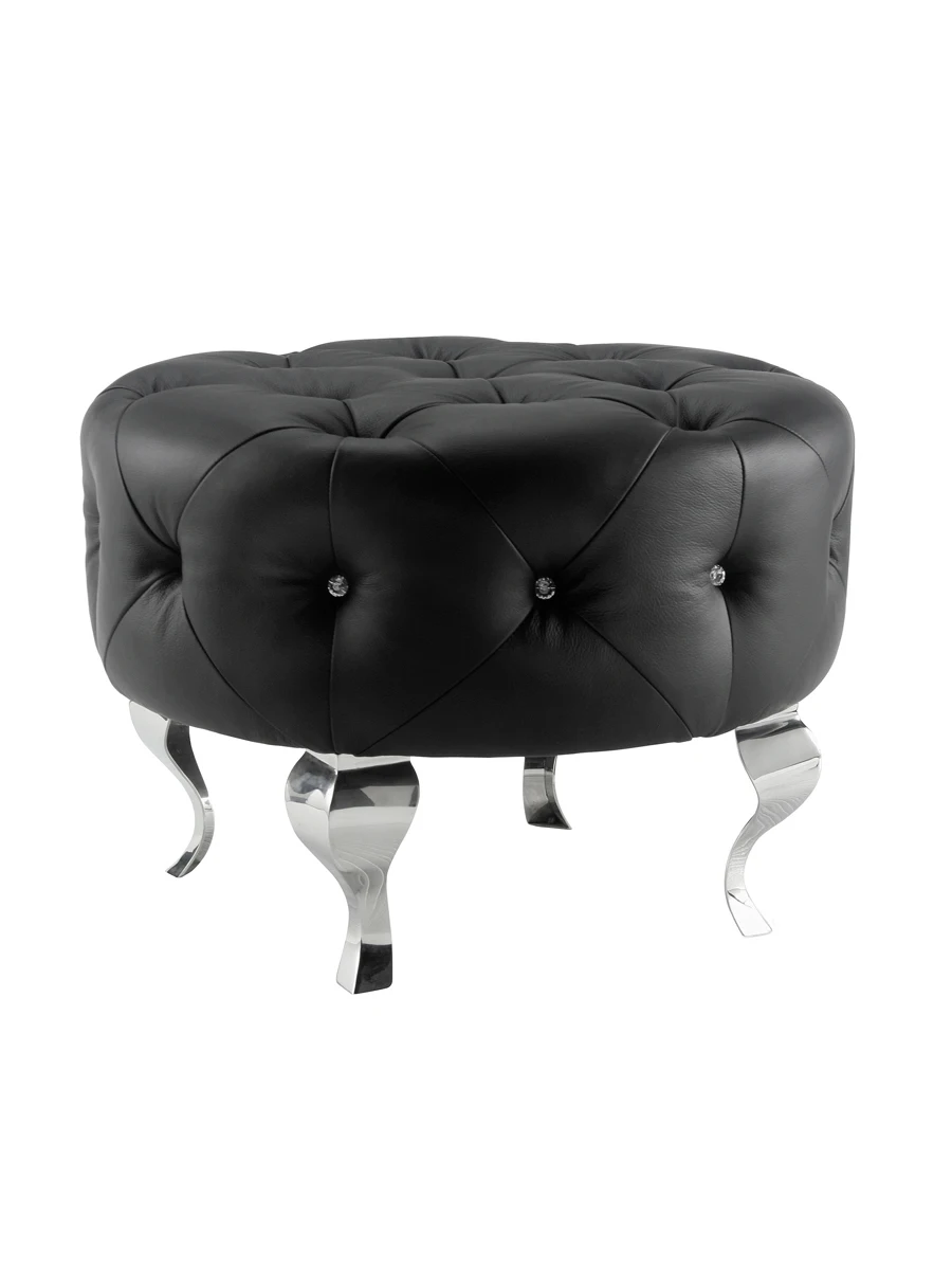 Пуфик пуф табурет poef стул для сидения с круглым натуральным кожаным