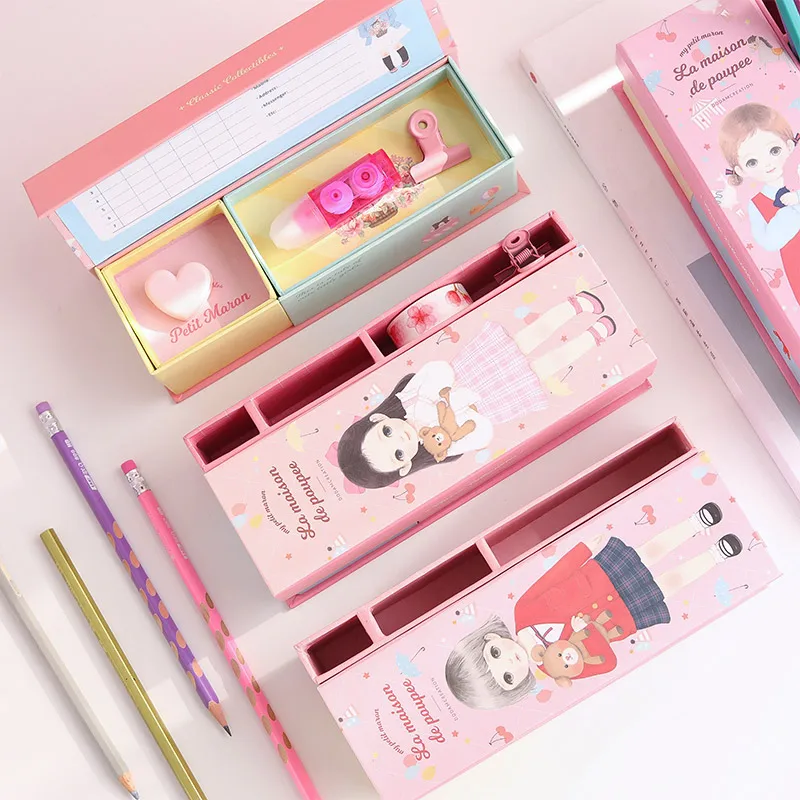 Большой большой чехол для карандашей девочек милая школьная сумка ручек коробка