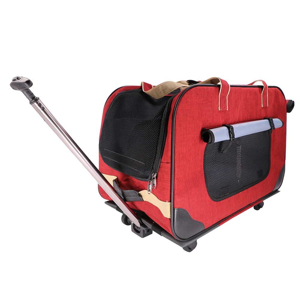 Pet Dog Carrier Bags with Removable Rolling Wheels Dogs Cats Carrier Backpack Breathable Luggage Pets Car Travel Transport Bags