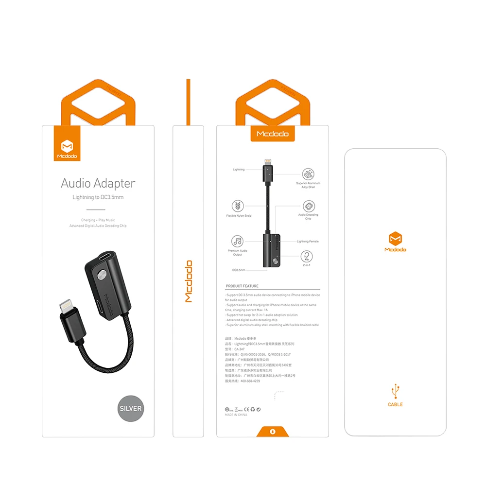 

MCDODO Audio Adapter For lightning iPhone 12 11 Pro Max X XS XR 8 7 Plus Earphone AUX Conversion Splitter Charging Calling Data