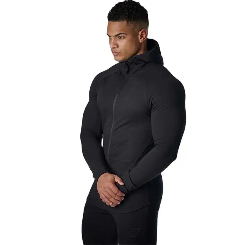 

New Winter Men's Muscle Fitness Running Training Jacket Cotton Zipper Shirt Outdoor Sports And Leisure Breathable Hooded Sweater
