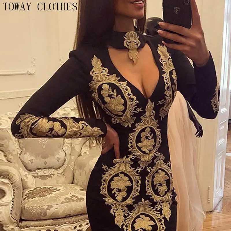 Женское Кружевное облегающее платье с глубоким V образным вырезом|Женские