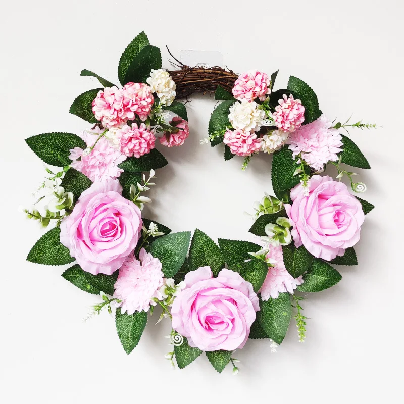 

Искусственные венки из ротанга, цветочные венки, цветы, круглая гирлянда в форме сердца для украшения свадебной вечеринки, 45 см, настенная г...