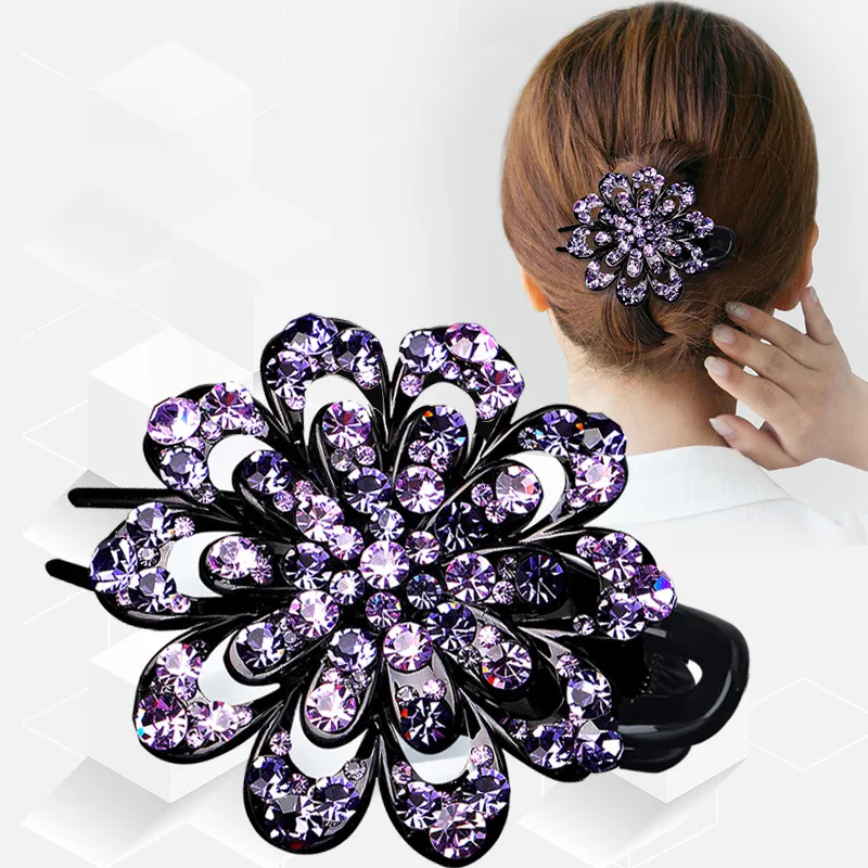 

New fashion large Boutique luxurious wild rhinestone geometric flowers hairpin Barrettes Women girls hair accessoriesr Headwear