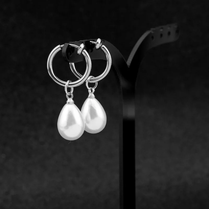 Серьги-гвоздики из нержавеющей стали с жемчугом 8/10/12 мм | Украшения и аксессуары