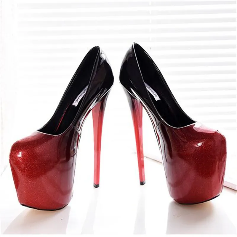 

New women's shoes 19cm ultra-thin women's high heels waterproof 7-9CM round head stage performance extra large size 34-50