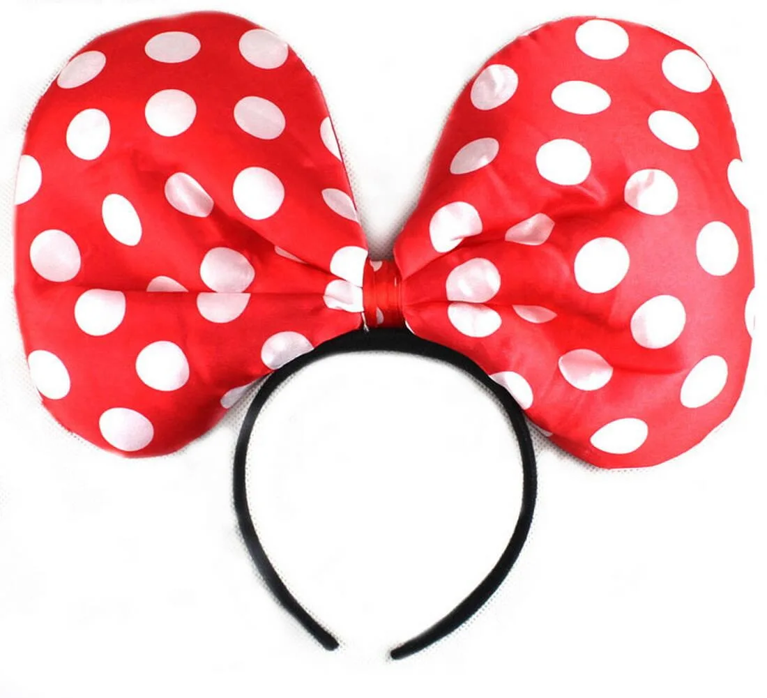 6 шт./лот повязка на голову с красным и розовым бантиком Минни Роса Детские