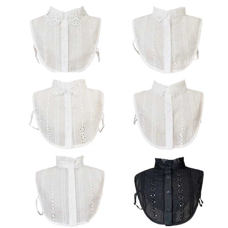 

Autumn Detachable False Collar Dickey Hollow Out Floral Lace Jacquard Embroidery Half Shirt Decorative Blouse Crop Top for 35EF