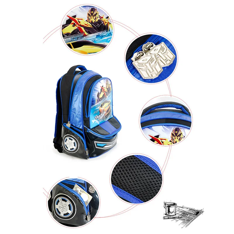 Детская школьная сумка трансформеров модный рюкзак с мультипликационным аниме