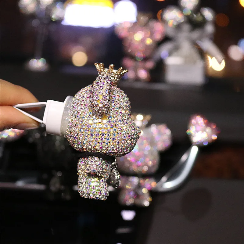 Автомобильный креативный милый медведь украшенный бриллиантами автомобильный