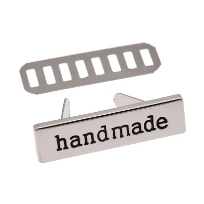 Silver 10PCS/pack High Quality Alloy Labels Handmade Pattern For Jeans Shoes Bags Tags DIY Craft Decoration Accessories - Цвет: Silver