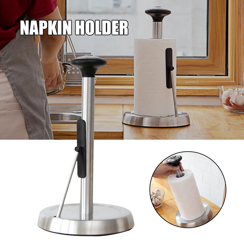 

Paper Towel Rack Kitchen One-Hand Tear-Pull Vertical Wiping Hand Floor Non-Perforated Roll Paper Holder L9