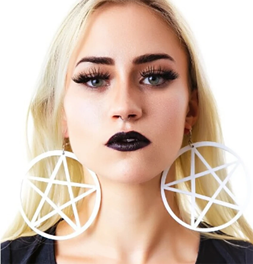 

Acrylic Earrings Cute Little Panda Sailor Moon Exaggerated Fashion Hollow large Big Five-pointed Star Hip Hop Round Transparent