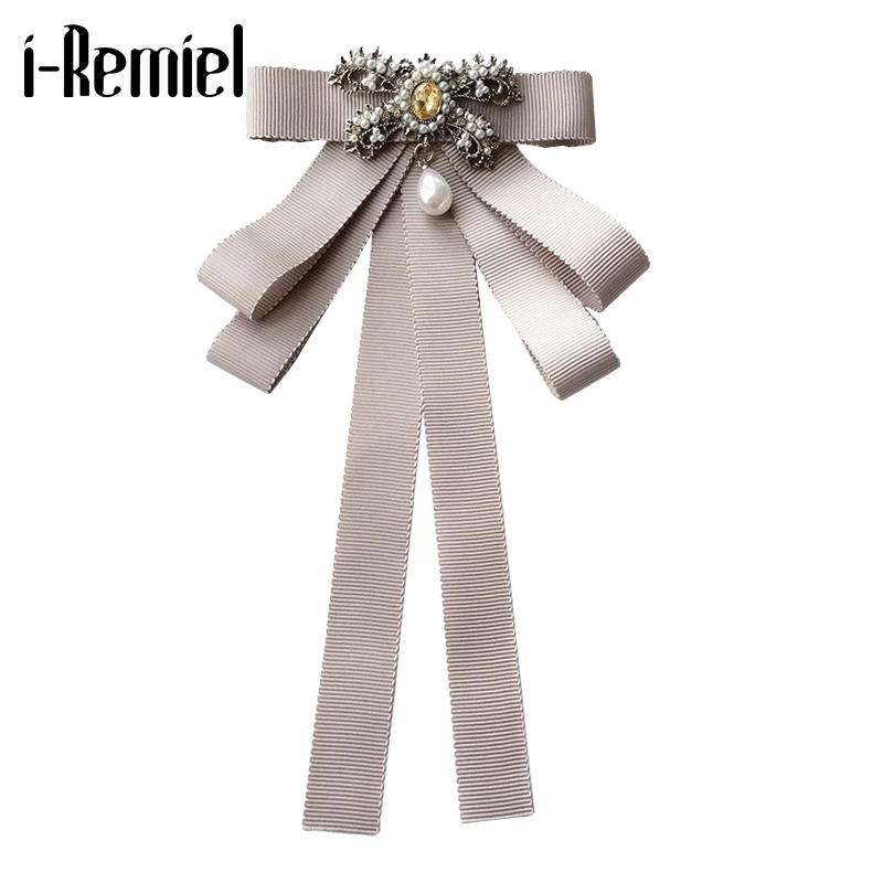 Корейский тканевый арт брошь бант с хрустальным жемчугом галстук бабочка