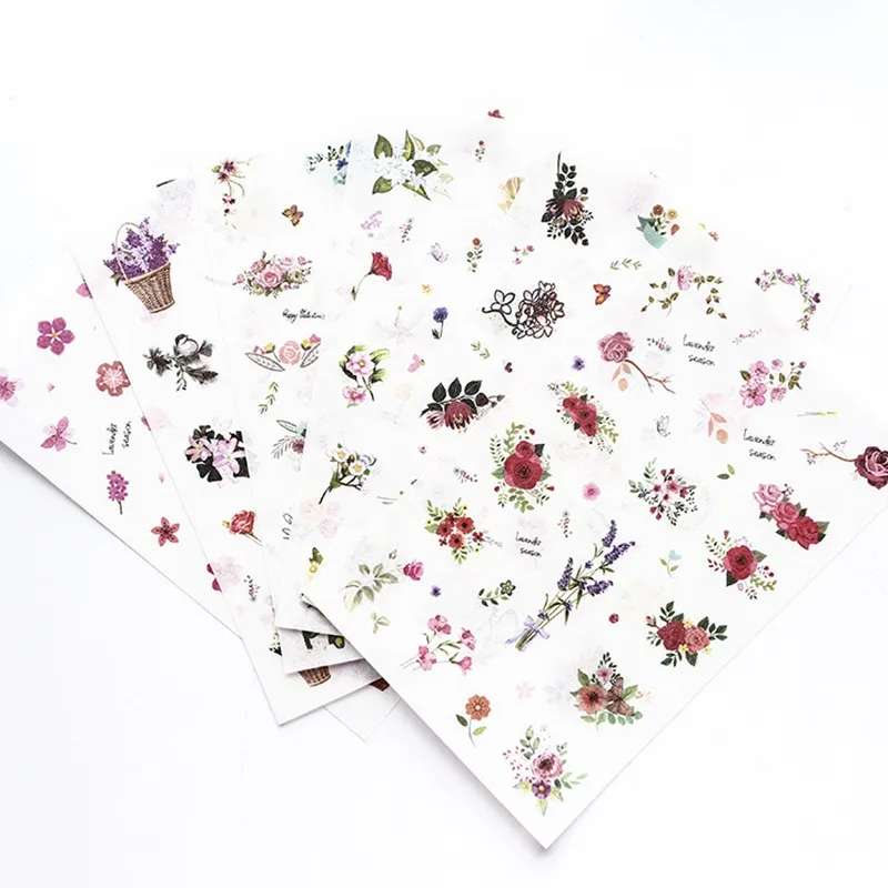 

New Creative PVC DIY Scrapbook Decor Paper Stickers Multicolor Flower Hand Account Photo Album Students Girls Diary Decoration