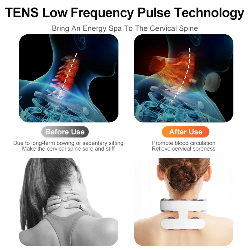 Neck&ampBack Massager machine Electric Powerful Pain Relief Heat Tool Cervical Relaxation body Vertebra Health Care Massag devices | Красота
