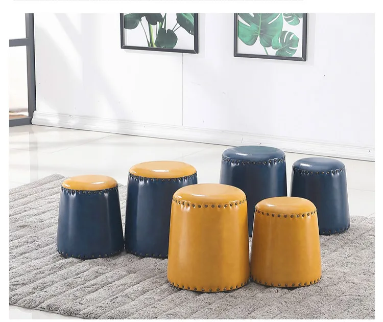 40 см кожаный круглый табурет модные креативные кофейные табуреты домашний диван
