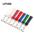 Ремешок UTHAI B08 из натуральной кожи для наручных часов, универсальный браслет с застежкой-бабочкой, со стальной пряжкой, 12-24 мм, с инструментами