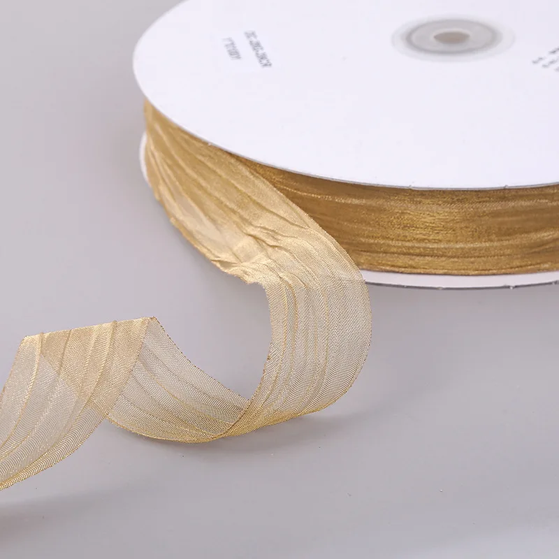 100 ярдов волнистые края Вуаль ленты морщины органза лента оптовая продажа 1-1/2