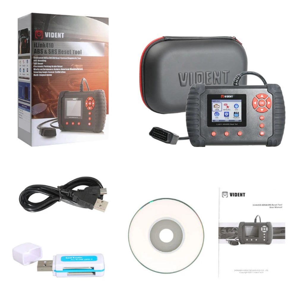 Vident iLink410 ABS & SRS SAS инструмент сброса диагностический OBDII сканирования Поддержка EPB