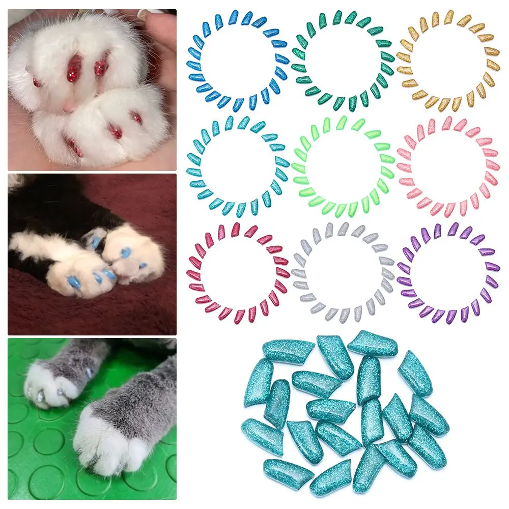 20 шт. Модные Разноцветные мягкие силиконовые чехлы для когтей собак и кошек Кепка