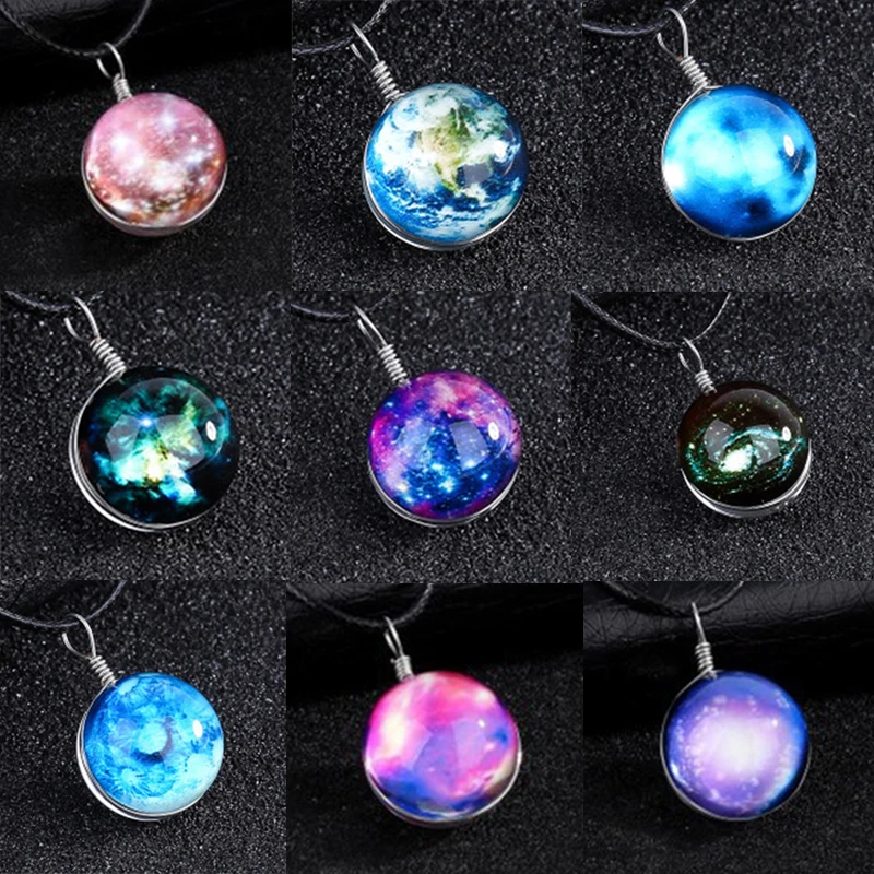 Ожерелье с хрустальной Туманностью стеклянная двухсторонняя подвеска в стиле