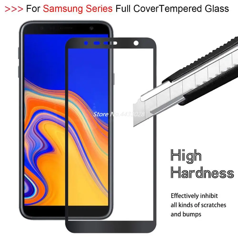 9H полное покрытие экрана протектор для Samsung Galaxy J4 J6 2018 закаленное стекло PLUS ядро