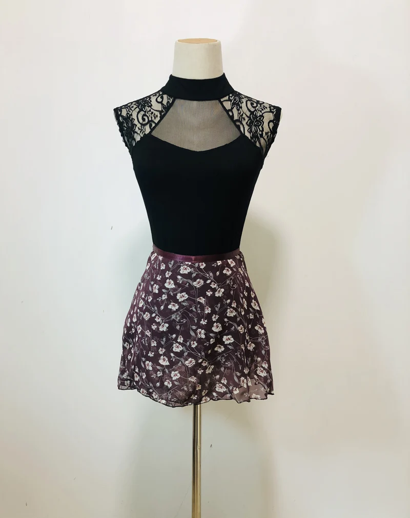 Женская балетная юбка пачка шифоновая с цветочным принтом небольшой фартук для