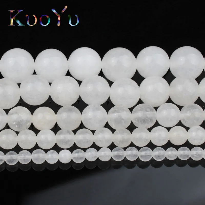 

AAA+ Natural White Jades Round Loose Stone Beads For Jewelry Making 15.5"inch 4/6/8/10/12mm Making DIY Bracelet Pendant Necklace