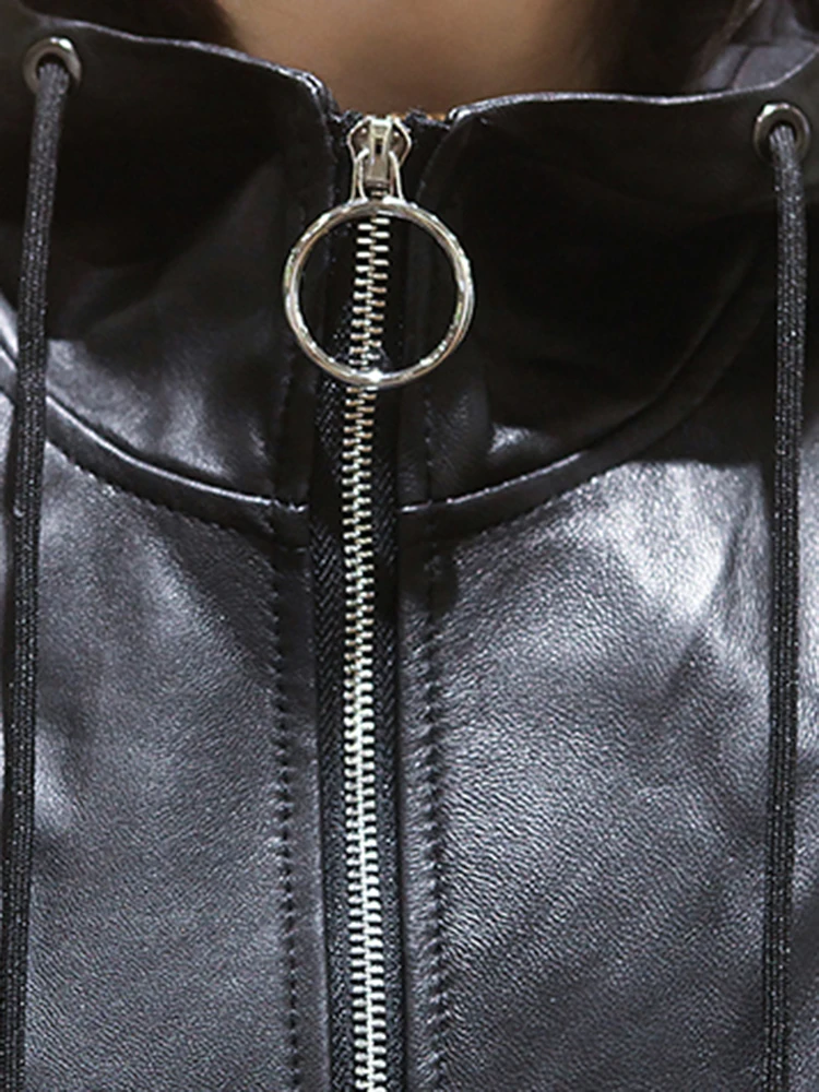 Lauraro Весенне осенняя стильная женская куртка бомбер из искусственной кожи с