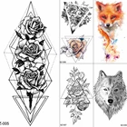 Наклейки-тату временные треугольные для женщин, цветочные геометрические переводные тату на шею, листья, пион, искусственные сексуальные тату