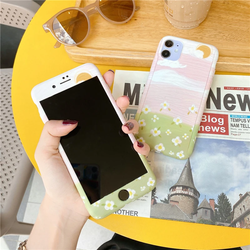 FTAIDKJ 360 градусов Полная защита чехол для телефона + закаленное стекло iPhone 5s 5 SE 6 6s 7