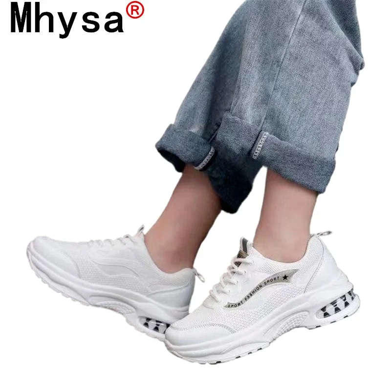 

Spring 2021 New Women Shoes Fashion Mesh Breathable Sneakers Women Lace-up Comfortable Vulcanized Shoes Women Casual Shoes