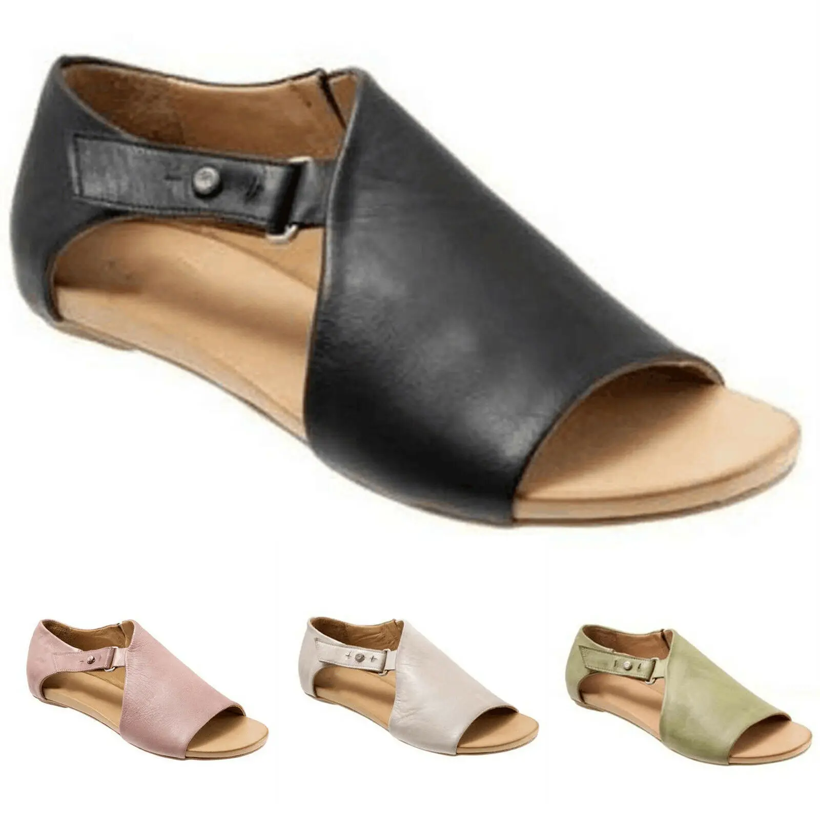 

Брендовые женские сандалии-гладиаторы, летние туфли с открытым носком, женские повседневные пляжные сандалии на плоской подошве, большие р...