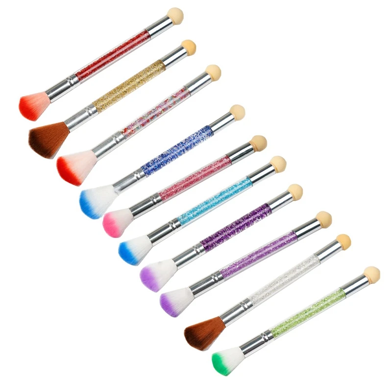 

5Pcs Double-Ended Nail Brush Pen UV Gel Gradient Bloom Transfer Sponge Silicone Head Drawing Dotting Manicure Tool
