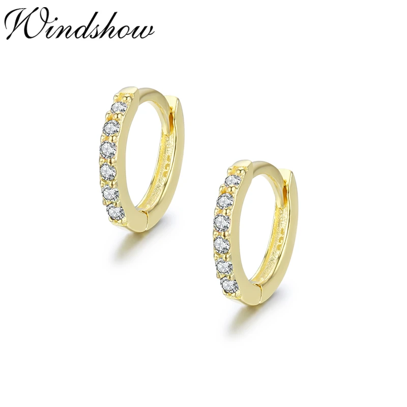 Милые серьги кольца из стерлингового серебра 925 пробы золотистого цвета с