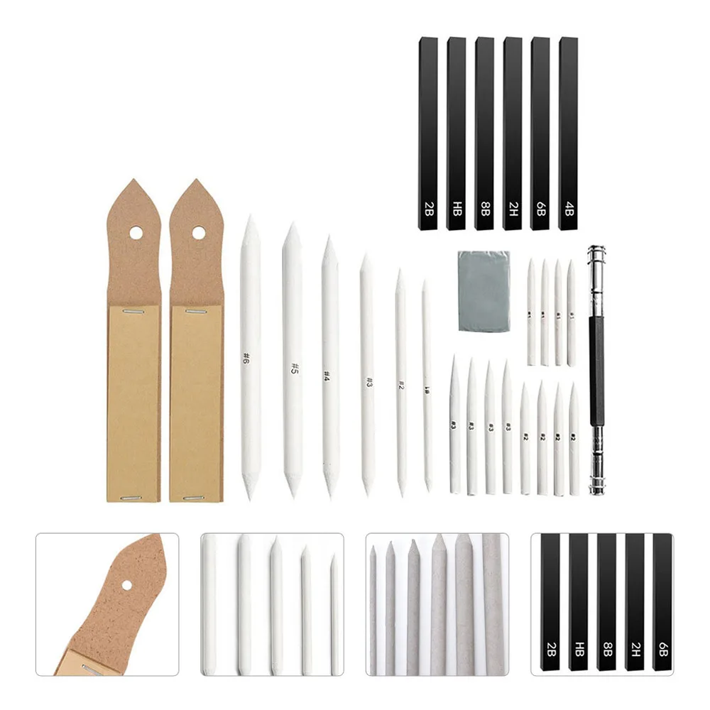 

1 Set/28pcs Student Blending Stumps Kit Professional Sketching Drawing Tools