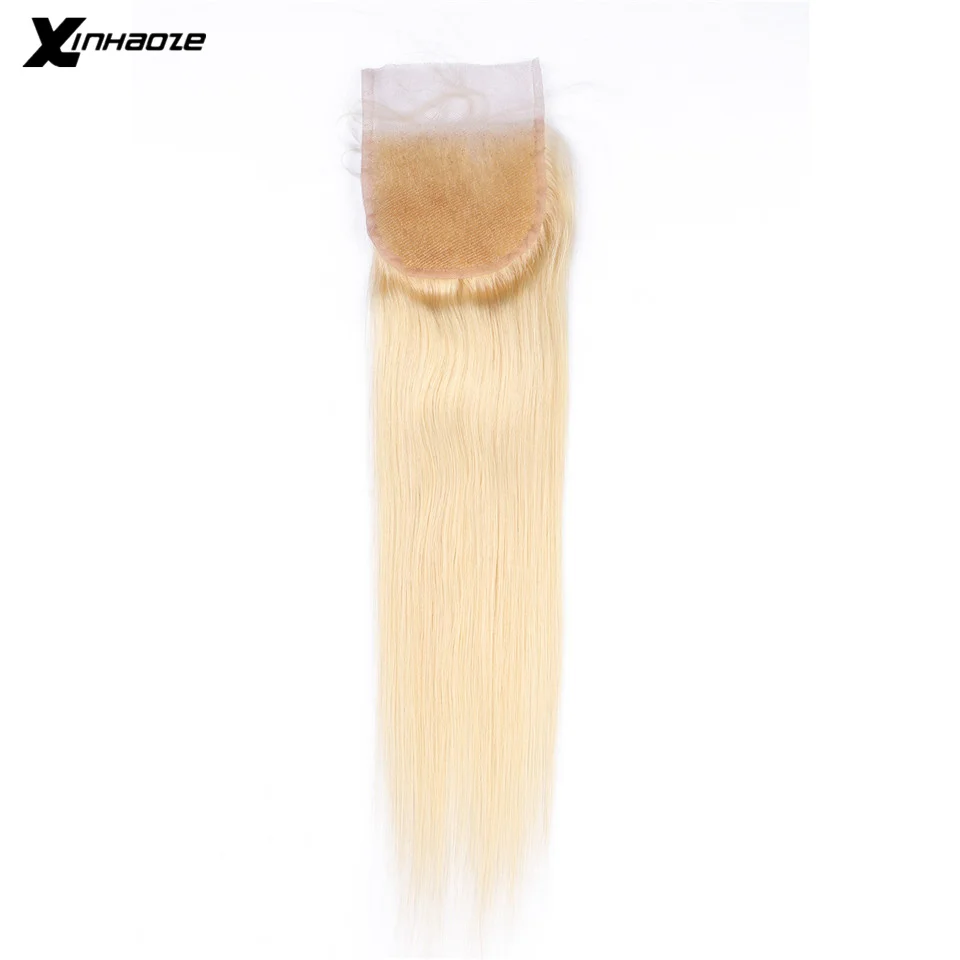 Blonde Bundles With Closure Brazilian Remy Straight Human Hair 613 Free Shipping | Шиньоны и парики