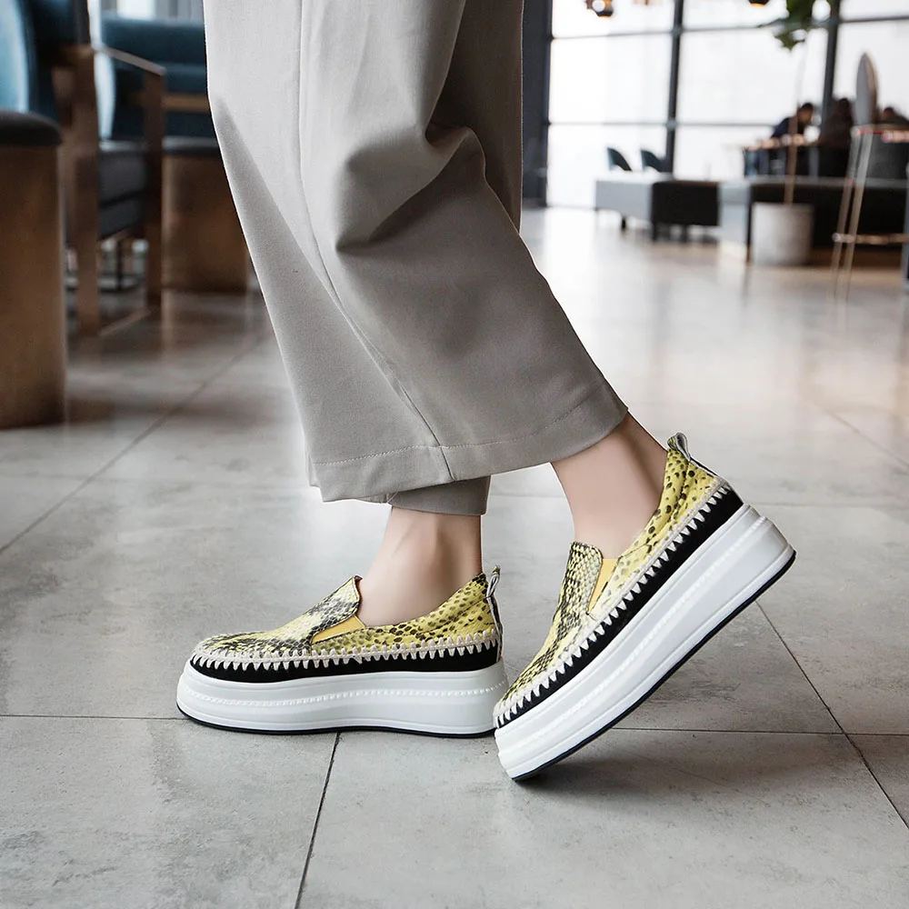 Лоферы на платформе для женщин Роскошная обувь ручной работы из натуральной кожи