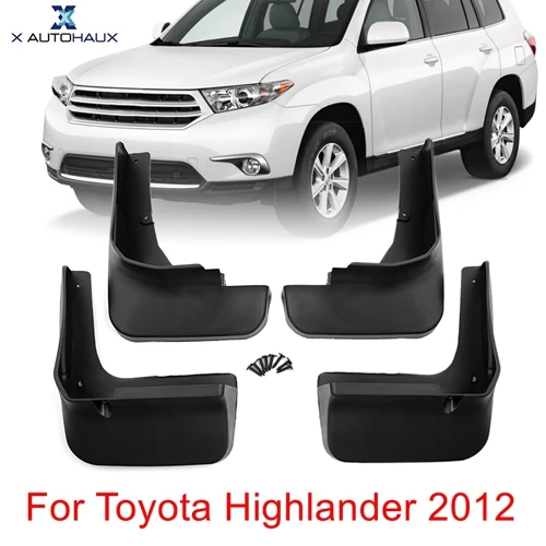 Highlander 2012 X AUTOHAUX, 4 шт., черные пластиковые Брызговики для автомобиля, переднее заднее крыло, брызговики, набор для Toyota Highlander 2009 2012 - Цвет: Highlander 2012