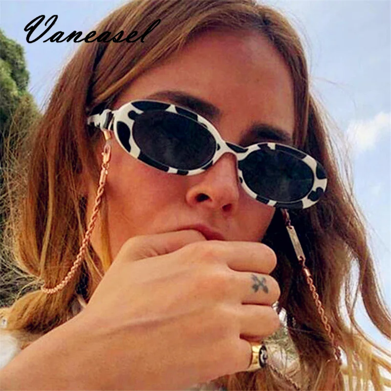 VANEASEL Oculos de Sol Овальные Солнцезащитные очки для женщин Ретро стиль круглая оправа