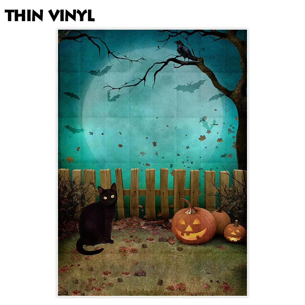 Allenjoy фон для фотографий Хэллоуин Черный Кот дерево Тыква Фотофон студийной