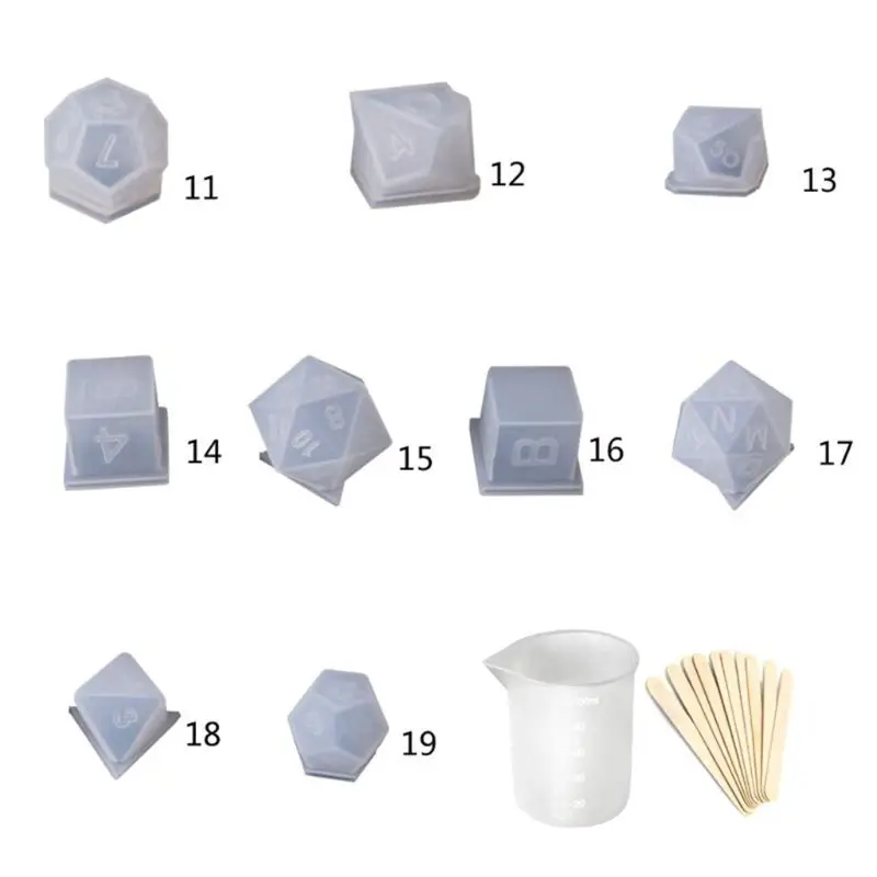 

DIY Crystal Epoxy Mold Dice Fillet Shape Multi-spec Digital Game Silicone Mould