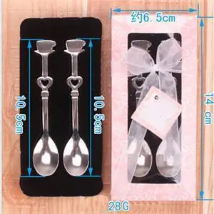 

2PCS Cute Heart Shaped Tea Coffee Drinking Spoon Teaspoon Wedding Party Banquet Favor Spoons Wholesale