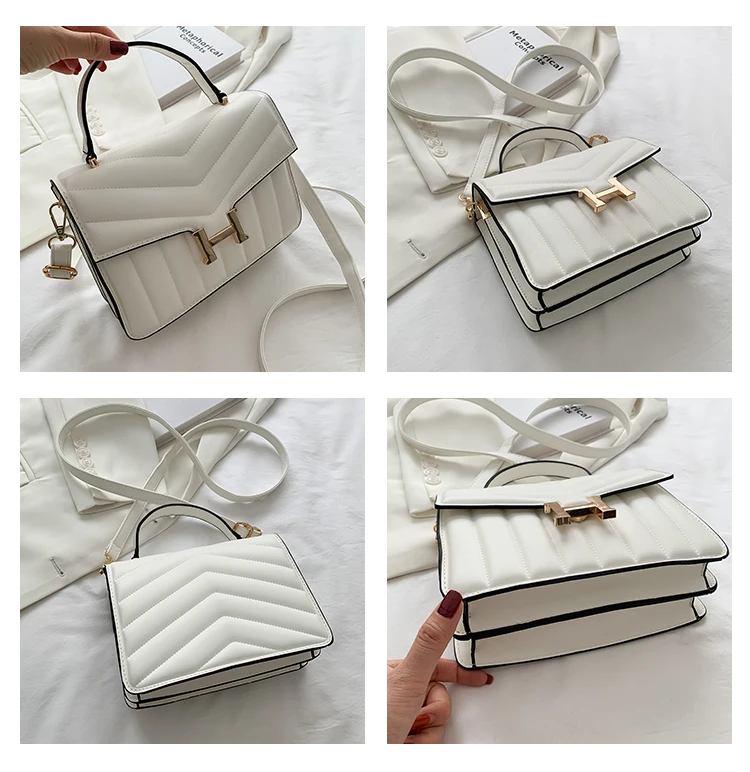 

Solid Color H Lock Crossbody Bag for Women 2021 New Fashion One-shoulder Flap Bags Luxury Brand Designer Purses Channels Satchel