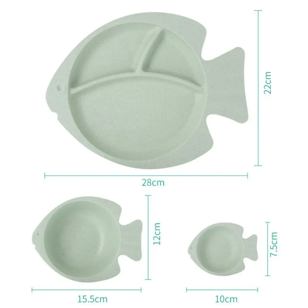 

7Pcs/Set Kid Cartoon Bowl Dishes Plate Baby Feeding Box Wheat Straw Tableware
