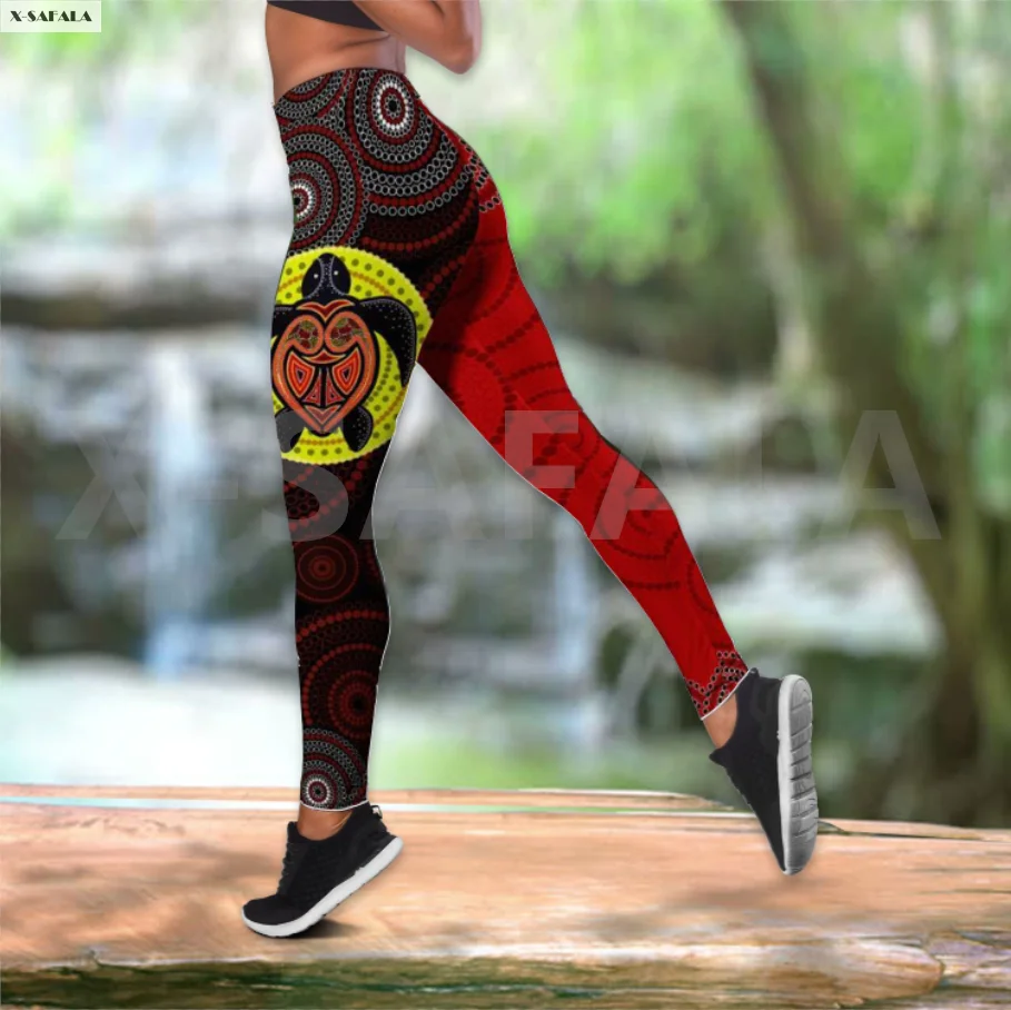 

Turtle Painting Art Two Piece Yoga Set Women 3D Print Vest Hollow Out Tank Top High Waist Legging Summer Casual Sport