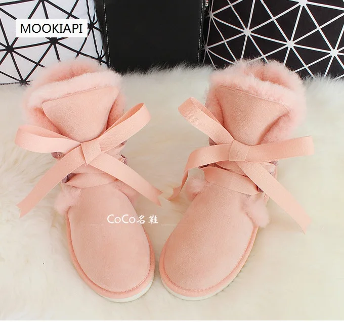 In 2019 Europe's latest high-quality women's snow boots real sheepskin natural wool shoes in the tube free delivery | Обувь