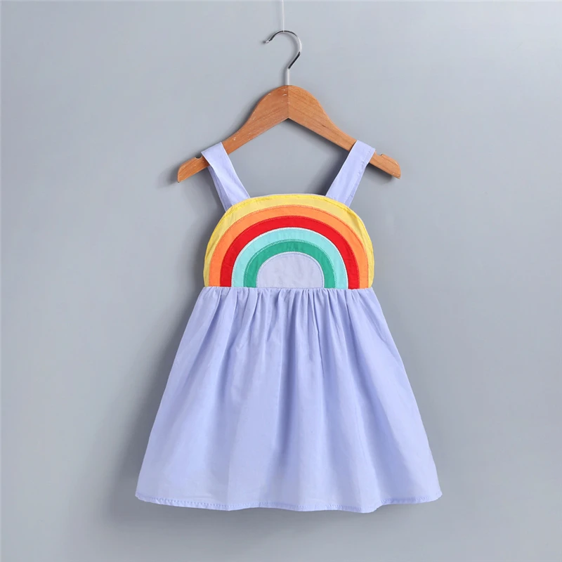 Kids Dress for Girls Summer Baby Girl Clothes Children Toddler Princess Sleeveless Chiffon Rainbow Sling Dresses Vestido | Детская